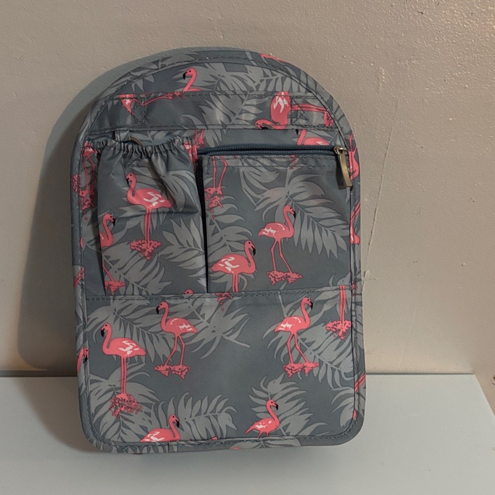 Flamingo Print Gray Backpack - Picture 2 of 3